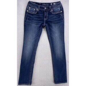Miss Me Signature Straight Jeans JP7082T2 MK325 Size 30 Embellished Flap Pockets